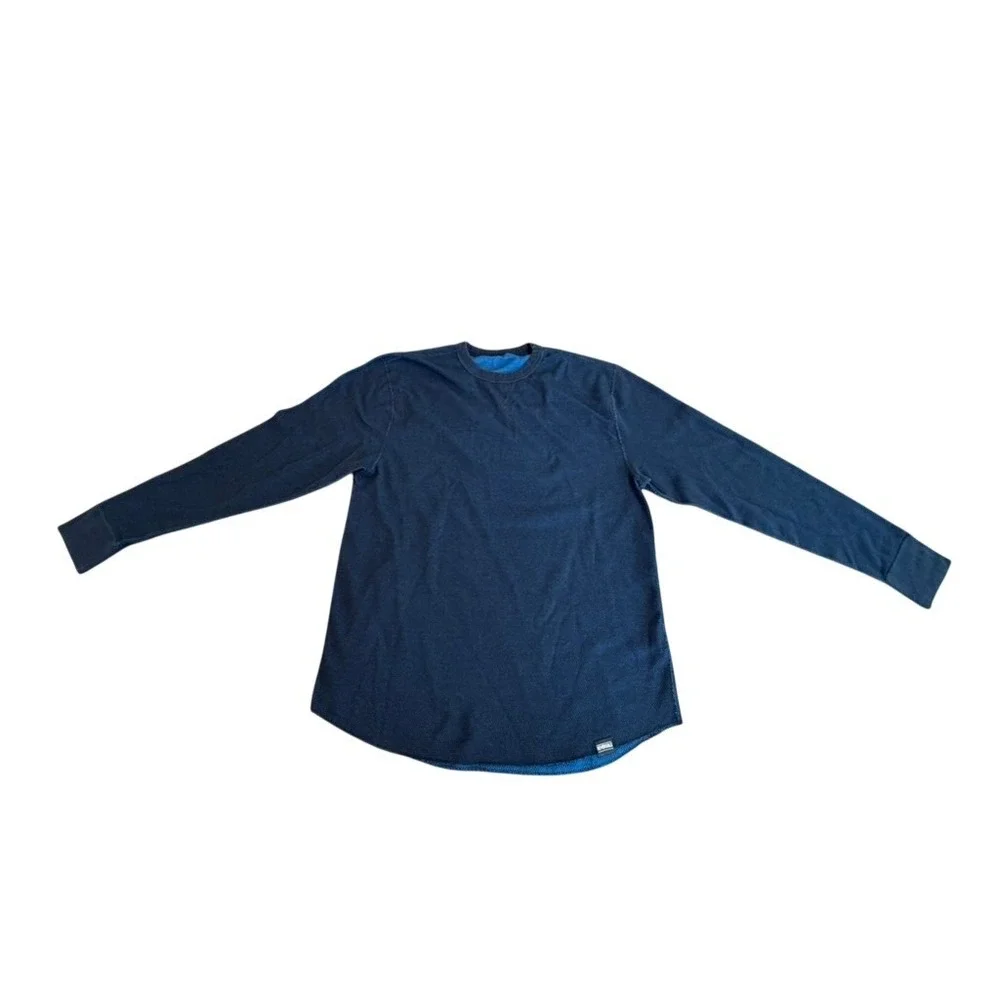 Hanes Mens Reversible Thermal Set Set Navy Blue Waffle Knit Base Layer XL